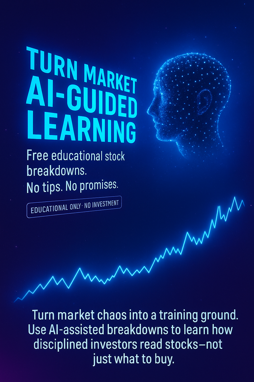 AI-guided, educational stock learning illustration